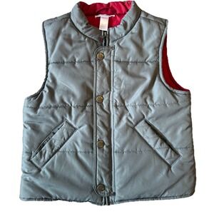 Janie and Jack Toddler Puffer Vest in Gray Red Size 6 Youth, Preppy, Outdoor